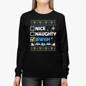 Nice Naughty Jewish Ugly Hanukkah Sweater Chanukah Jew Gift Longsleeve Tee 2 7