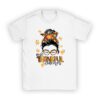 One Thankful Teacher Funny Messy Bun Fall Thanksgiving Women T-Shirt