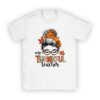 One Thankful Teacher Funny Messy Bun Fall Thanksgiving Women T-Shirt