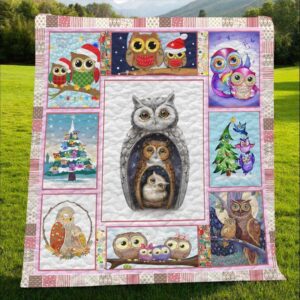 Owl Mother Merry Christmas Family Fleece Blanket