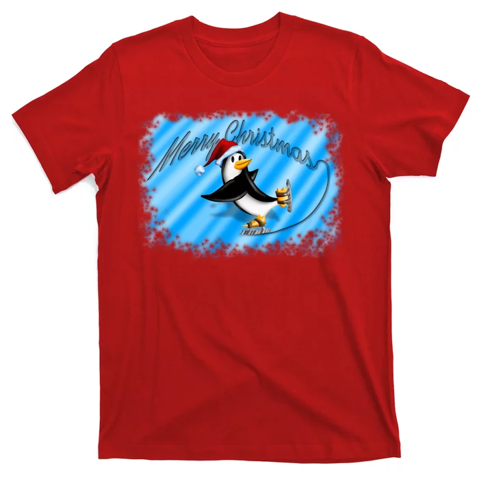 Penguin Skating Merry Christmas T-Shirt