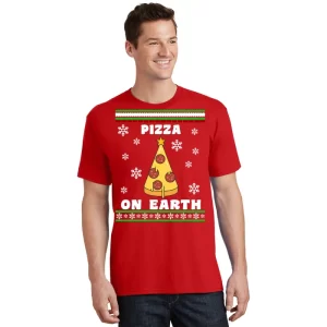 Pizza On Earth Ugly Christmas T Shirt 1