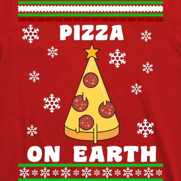 Pizza On Earth Ugly Christmas T Shirt 3