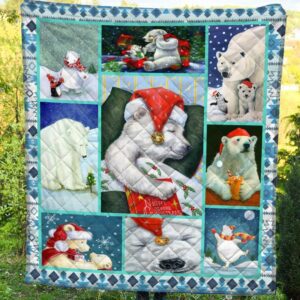 Polar Bear Merry Christmas Fleece Blanket