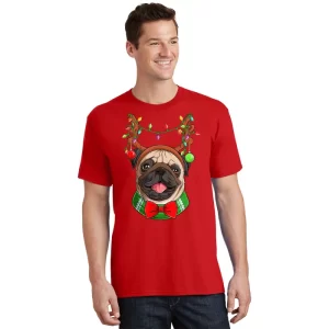 Pug Christmas Festive Cute T Shirt 1