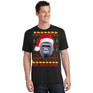 RIP Harambe Merry Ugly Christmas Sweater T-Shirt 1 RIP Harambe Merry Ugly Christmas Sweater T Shirt 1