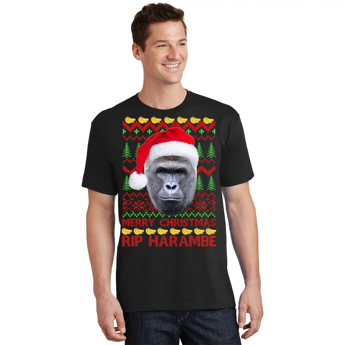 RIP-Harambe-Merry-Ugly-Christmas-Sweater-T-Shirt-1 RIP Harambe Merry Ugly Christmas Sweater T Shirt 1
