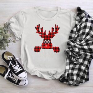 Red & Black Buffalo Plaid Reindeer Deer Merry Christmas T-Shirt