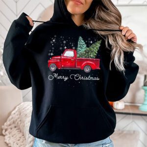 Red Buffalo Plaid Pickup Truck with Tree Merry Christmas Hoodie 1 3