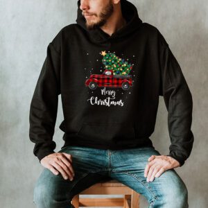 Red Buffalo Plaid Pickup Truck with Tree Merry Christmas Hoodie 2 2