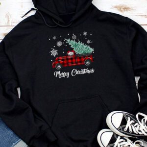 Funny Xmas Shirts Red Buffalo Plaid Pickup Truck Tree Merry Christmas Hoodie