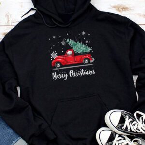 Funny Xmas Shirts Red Buffalo Plaid Pickup Truck Tree Merry Christmas Hoodie