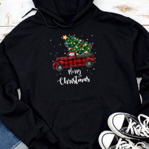 Funny Xmas Shirts Red Buffalo Plaid Pickup Truck Tree Merry Christmas Hoodie