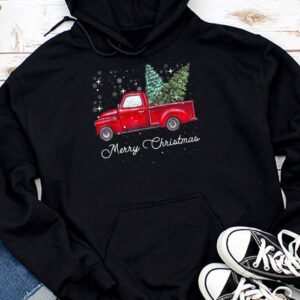 Red Buffalo Plaid Pickup Truck with Tree Merry Christmas Hoodie