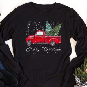 Red Buffalo Plaid Pickup Truck with Tree Merry Christmas Longsleeve Tee 1 3