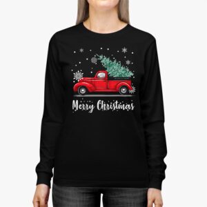 Red Buffalo Plaid Pickup Truck with Tree Merry Christmas Longsleeve Tee 2