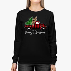 Red Buffalo Plaid Pickup Truck with Tree Merry Christmas Longsleeve Tee 2 4