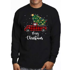 Red Buffalo Plaid Pickup Truck with Tree Merry Christmas Longsleeve Tee 3 2