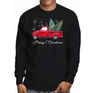 Red Buffalo Plaid Pickup Truck with Tree Merry Christmas Longsleeve Tee 3 3