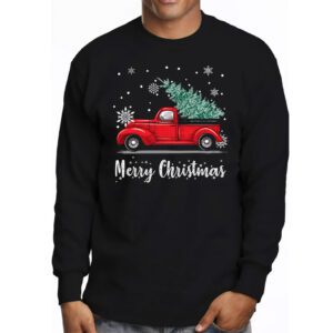 Red Buffalo Plaid Pickup Truck with Tree Merry Christmas Longsleeve Tee 3