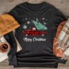 Red Buffalo Plaid Pickup Truck with Tree Merry Christmas Longsleeve Tee