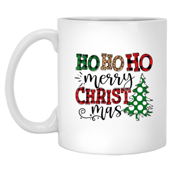 Red Plaid Santa Ho Ho Ho Merry Christmas Mug