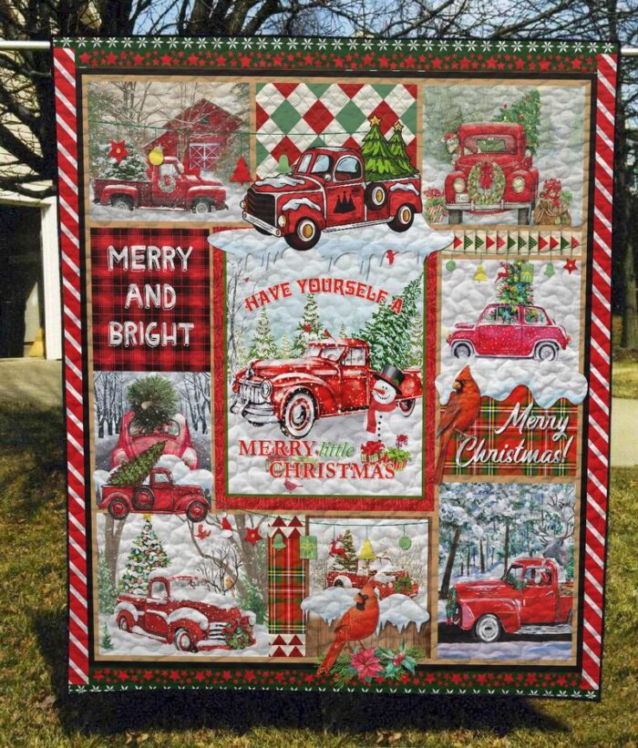 Red Truck Merry Christmas Fleece Blanket