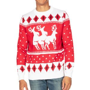 Reindeer MEnage A Trois Ugly Christmas Sweater
