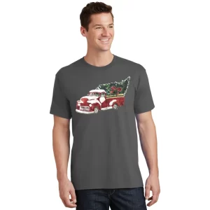 Retro Christmas Holiday Truck T Shirt 1