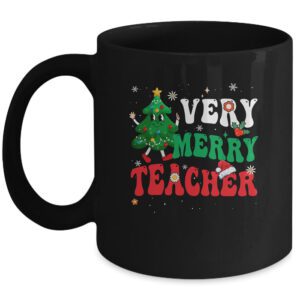 Retro Groovy Teacher Christmas Very Merry Teacher Mug