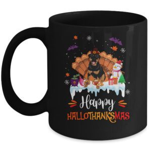 Rottweiler HalloThanksMas Halloween Thanksgiving Christmas Mug