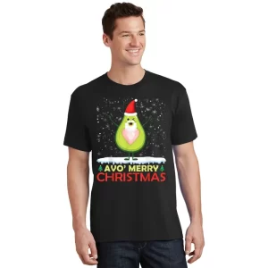 Santa Avocado Avo Merry Christmas Vegan Pajama Avocado Lover T Shirt 1