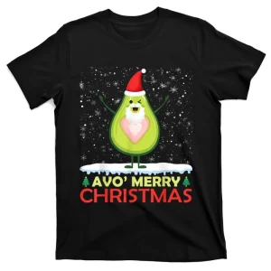 Santa Avocado Avo Merry Christmas Vegan Pajama Avocado Lover T-Shirt