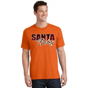 Santa Baby Leopard Christmas Pattern Logo T Shirt 1