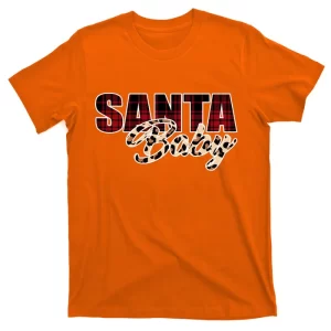 Santa Baby Leopard Christmas Pattern Logo T-Shirt