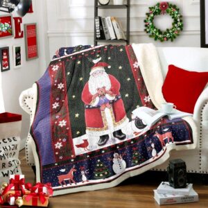 Santa Claus Merry Christmas Sherpa Fleece Blanket