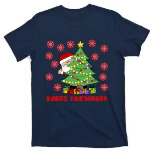 Santa Claus Merry Christmas Tree T-Shirt