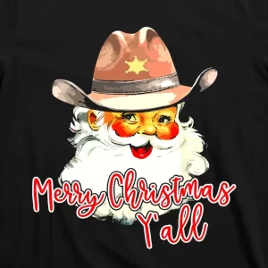 Santa Claus Merry Christmas Yall Western T Shirt 3