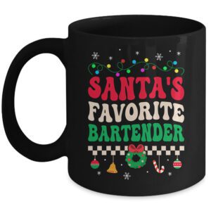 Santa's Favorite Bartender Groovy Retro Christmas Mug