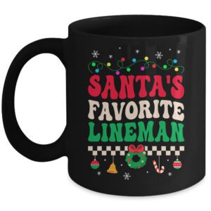 Santa's Favorite Lineman Groovy Retro Christmas Mug