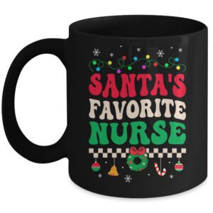 Santa's Favorite Nurse Groovy Retro Christmas Mug