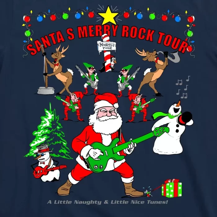 Santas Merry Christmas Rock Tour T Shirt 3