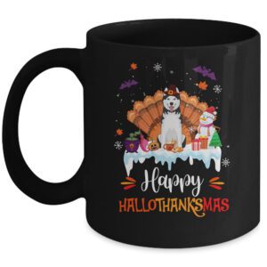 Siberian Husky Happy HalloThanksMas Halloween Christmas Mug