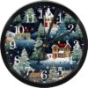 Silent Wall Clock Battery Operated Merry Christmas Round Clock Non Ticking Sweep Movement Glass Cover For Kitchen