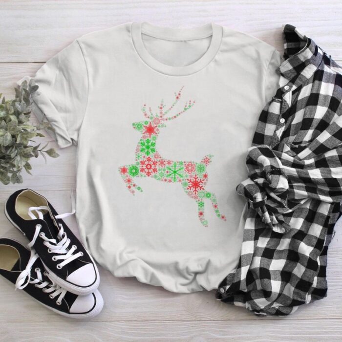 Snowflake Cute Reindeer Merry Christmas T-Shirt