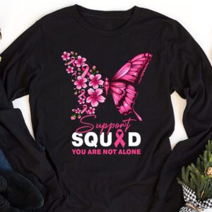 Support Squad Breast Cancer Awareness Pink Ribbon Butterfly Longsleeve Tee 1 5
