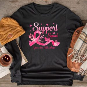 Support Squad Breast Cancer Awareness Pink Ribbon Butterfly Longsleeve Tee 2 4