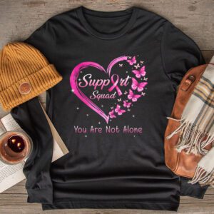 Support Squad Breast Cancer Awareness Pink Ribbon Butterfly Longsleeve Tee 2 7