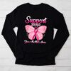 Support Squad Breast Cancer Awareness Pink Ribbon Butterfly Longsleeve Tee