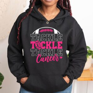 Tackle Football Pink Ribbon Breast Cancer Awareness Kids Hoodie 1 1